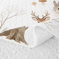 thumbnail image 5 of Manfei Cute Deer Fox Quilt King, Fall Branches Plant King Coverlet Set, White Tan, Reversible, 3pcs, 1 Bedspread and 2 Pillowcases, 5 of 7
