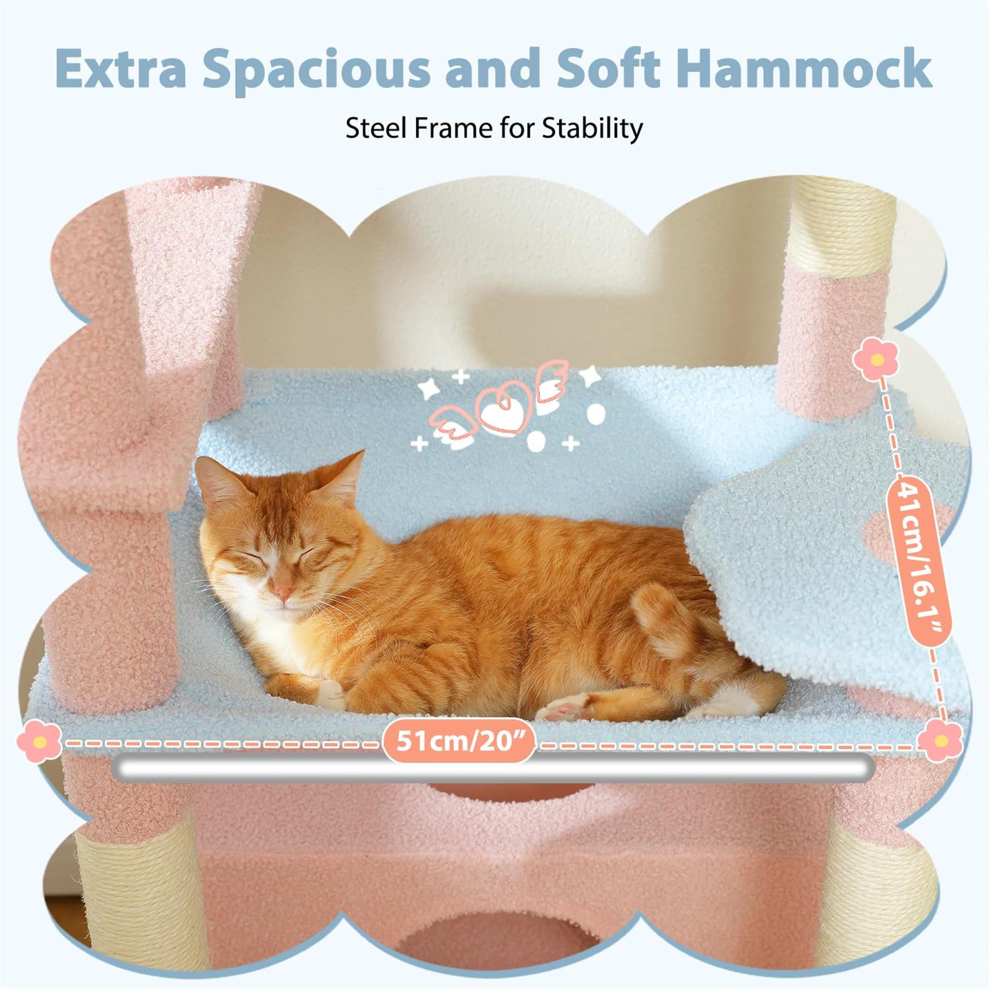 Pefilos 72" Cat Tree Tower for Large Cats, Indoor Cat Condo with Sisal-Covered Scratching Posts and Pads, 2 Padded Perch, Blue Pefilos 72" Cat Tree Tower for Large Cats, Indoor Cat Condo with Sisal-Covered Scratching Posts and Pads, 2 Padded Perch, Blue