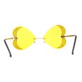 thumbnail image 4 of Womens Heavy Sparkle Rhinestone Heart Butterfly Rimless Sunglasses Gold Solid Yellow, 4 of 4