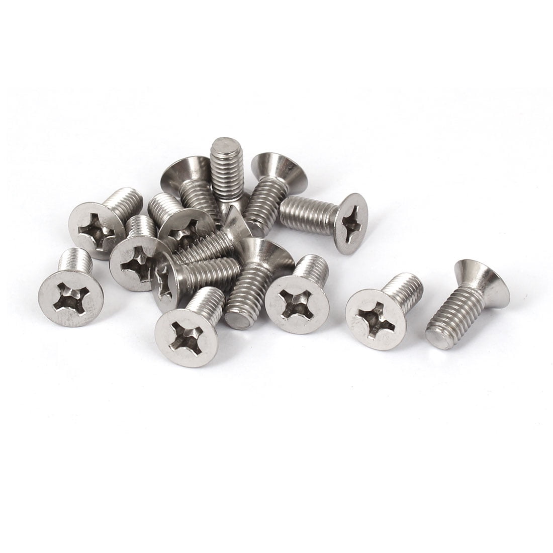 15 Pcs M6x14mm 316 Stainless Steel Phillips Machine Screws Bolts Silver