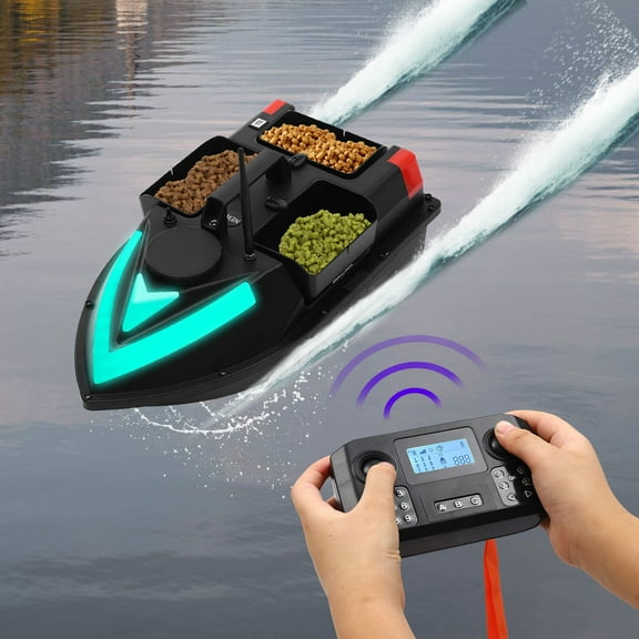 Black Fishing Bait Boat, GPS Fishing Bait Boat, ABS Bait Boat for Fishing with Remote Control 2 Motors