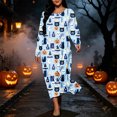 thumbnail image 5 of SELONE Halloween Nightgowns for Women Plus Size Nightshirts Pumpkin Skeleton Long Sleeve Maxi Dress Vacation Homewear, 5 of 8