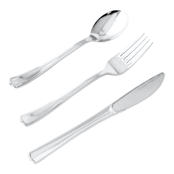 Harlier Slivery Plastic Silverware Disposable Cutlery - 10 Spoons, Disposable Flatware Heavy Duty Plastic Utensils Set for Catering, Parties, Dinners, Weddings