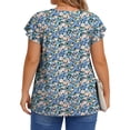 thumbnail image 5 of Fantaslook Womens Blouses Dressy Casual Pleated Tunic Tops Floral Ruffle Sleeve Summer Shirts, 5 of 9