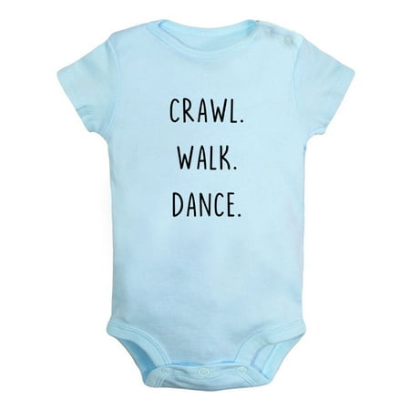 

iDzn Crawl Walk Dance Funny Rompers For Babies Newborn Baby Unisex Bodysuits Infant Jumpsuits Toddler 0-12 Months Kids One-Piece Oufits (Blue 0-6 Months)