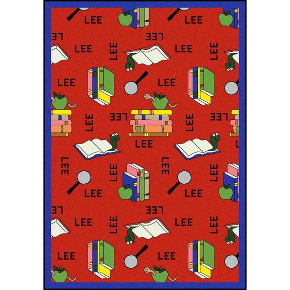 Joy Carpets Kid Essentials Bookworm (Spanish) 7'8" x 10'9" Area Rug in Color Red