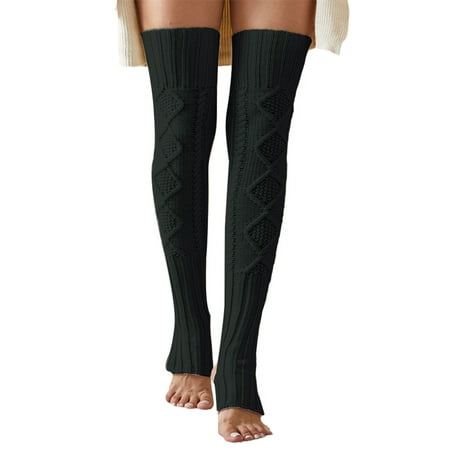 

Women Autumn Winter Warm Knitted Socks Long Tube Sock Thigh High Over Knee Stockings Leg Warmers