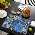 thumbnail image 3 of Pioneer Flower Floral Print Pattern Summer Placemats Table Placemats Set Of 6-Linen Kitchen Washable Placemats Table Mats 12x18 Inch Non-Slip Heat Resistant, 3 of 5