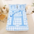 thumbnail image 5 of Erosebridal Blue Dreamy Princess Style Full Size Sheets For Kids,Girls Ribbon Bow Initial Letter H Alphabet Bed Sheets 4 Pieces, 5 of 6