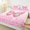 thumbnail image 3 of jejeloiu Cartoon Leopard Pattern Twin Sheet Sets,Cute Butterfly Twin Fitted Sheet,Pink Glitter Print Flat Sheet For Kids,Ultra Soft Home Decor,3 Pieces, 3 of 7
