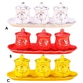 thumbnail image 3 of Matsuzay Juego de 3 tazas de loto con tapa y base. Disfrute de una experiencia relajante al beber té o agua. Taza de cerámica con diseño de Teteras rojo, 3 of 6
