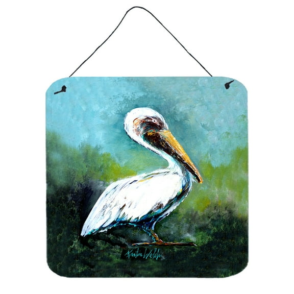 Carolines Treasures MW1309DS66 Blue Stand White Pelican Wall or Door Hanging Prints 6x6 multicolor