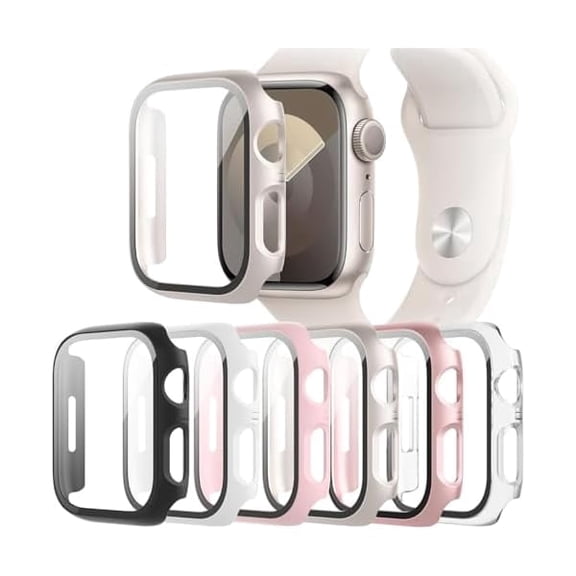 6-Pack Case Compatible with Apple Watch Series 11 10 42mm with Tempered Glass Screen Protector, Ultra-Thin Hard PC Protective Face Cover Bumper for iWatch 11/10 42 mm