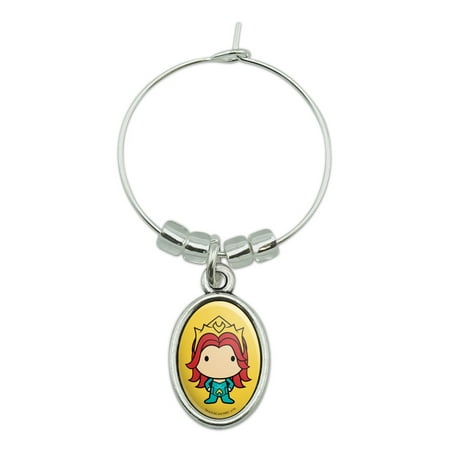 

Aquaman Movie Mera Chibi Character Wine Glass Oval Charm Drink Marker