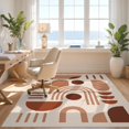 thumbnail image 3 of Design&I 5'x7' Ultra Soft Area Rug, Warm Earth Tones Geometric Design Abstract Shapes with Modern Aesthetic Fluffy Washable Non Shedding for Bedroom Living Room Home Office, 3 of 3