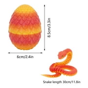 Gift toys 3D Printed Articulated Snake And Egg Set, Movable Joints Flexible Handmade Craft With Detailed 3D Printing, Stress Relief Decorative Toy For S Kids Collectors Home Office