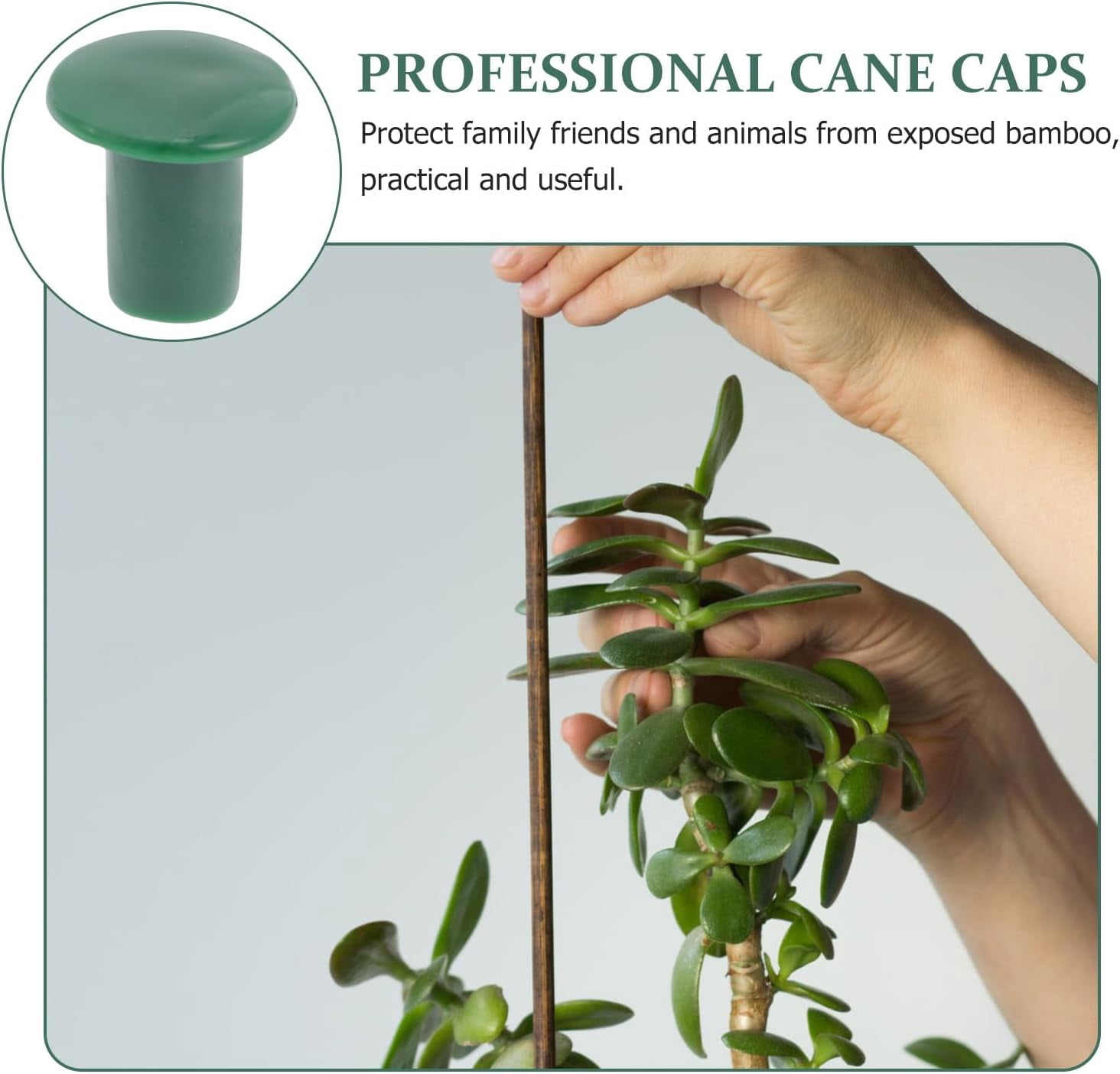 ABCISI 36Pcs Garden Safety Cane Caps Plastic Mushroom Rebar Safety Caps Tube Screw on Rebar Stakes for Garden Canes Green