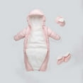 thumbnail image 6 of AINIYS Kids Padded Snowsuit Set with Hooded Neckline, Zip Closure, Warm Design with Booties Children's Clothing for Winter & Outdoor Wear Pink 6 Months, 6 of 7