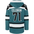 thumbnail image 3 of Men's '47 Macklin Celebrini Teal San Jose Sharks Player Name & Number Lacer Hoodie, 3 of 3
