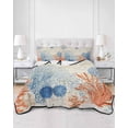 thumbnail image 2 of Quilts Twin Size Bedding Set, Orange Navy Blue Coral Lightweight Quilted Comforter, Summer Beach Coastal Retro Soft Reversible Bedspread Coverlet with Pillow Covers for All Season, 68" x 86", 2 of 7
