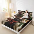 thumbnail image 4 of jejeloiu Xmas Kawaii Kitten Happy New Year Happy Christmas Queen Sheet Set,Luxury Teens Bedding,4-Piece, 4 of 7