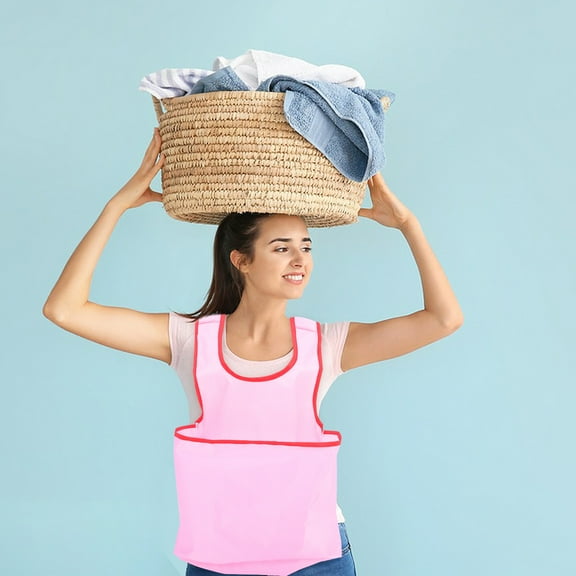 Pretyzoom Waitress Apron Laundry Apron Pink Oxford Cloth for Home Chores and 1Pcs