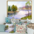 thumbnail image 2 of Trees On The Bank Of River 32 in x 24 in Framed Painting Canvas Art Print, by Designart, 2 of 5