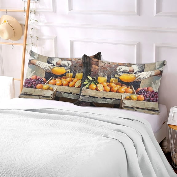 Pillow Case Plush Pillow Orange Juice Into The Fruit Case standard size/King size/Queen size Bed Pillow Pillowcases