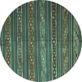 thumbnail image 1 of Ahgly Company Indoor Round Oriental Turquoise Blue Traditional Area Rugs, 7' Round, 1 of 4