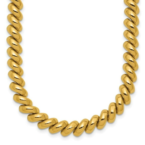 14K Yellow Gold Link San Marco Necklace Chain Polished 16 inch 6 mm