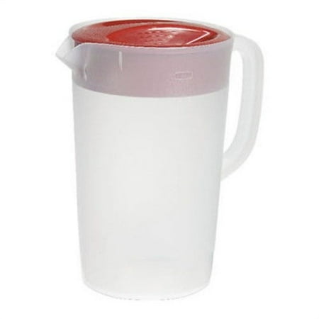 - Rubbermaid #3063-RD White Gallon Covered Pitcher Clear Frost With White Lid