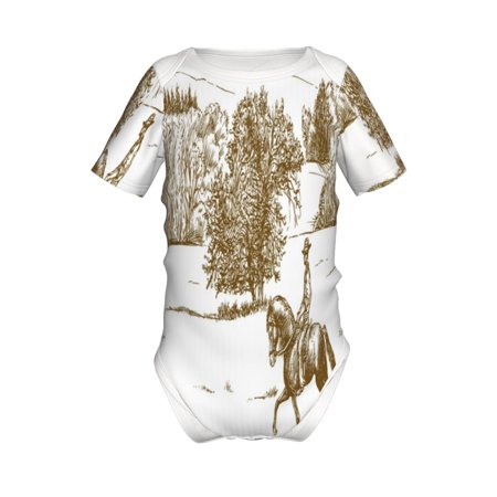 

Lukts Horse Rider In Field Print Baby Short Sleeve Romper Onesie for Newborn Baby Boys and Girls-2 Years