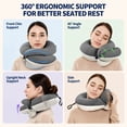 thumbnail image 2 of BUYUE Travel Neck Pillows for Airplanes, 360° Head Support Sleep for Long Flight, Skin-Friendly & Breathable, Kit with 3D Contoured Eye Mask, Earplugs and Storage Bag (Adult, Grey, 90+ lbs), 2 of 6