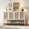 thumbnail image 4 of SICOTAS 55 Inch  Wide TV Cabinet for 55 65 Inch TV, Rattan Media Console Cabinet with 4 Doors & Adjustable Shelves, Boho Enterment Center for Living Room, Cream White, 4 of 10