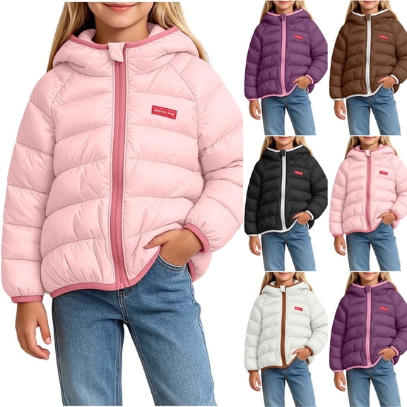 YUANxueke Boys Girls Puffer Jacket Zip up Hooded Winter Coat Winter Warm Outerwear,Black,2-3 Years
