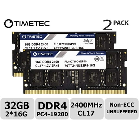 Timetec Hynix IC 32GB KIT (2x16GB) DDR4 2400MHz PC4-19200 Non ECC Unbuffered 1.2V CL17 2Rx8 Dual Rank 260 Pin SODIMM Laptop Notebook Computer Memory Ram Module Upgrade (32GB KIT (2x16GB))