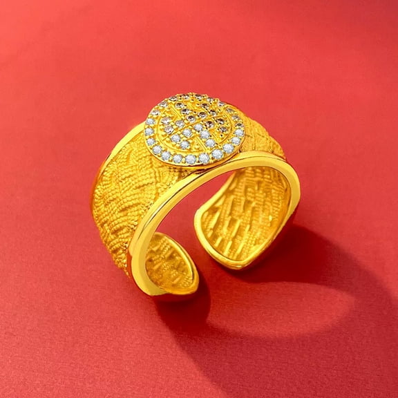 K-KED Money weaving texture 24K THAI BAHT YELLOW GOLD Plated RING