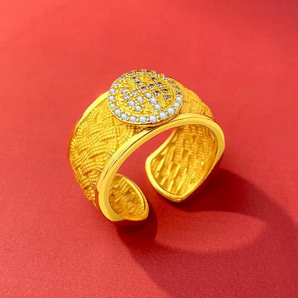 HOOUN Money weaving texture 24K THAI BAHT YELLOW GOLD Plated RING