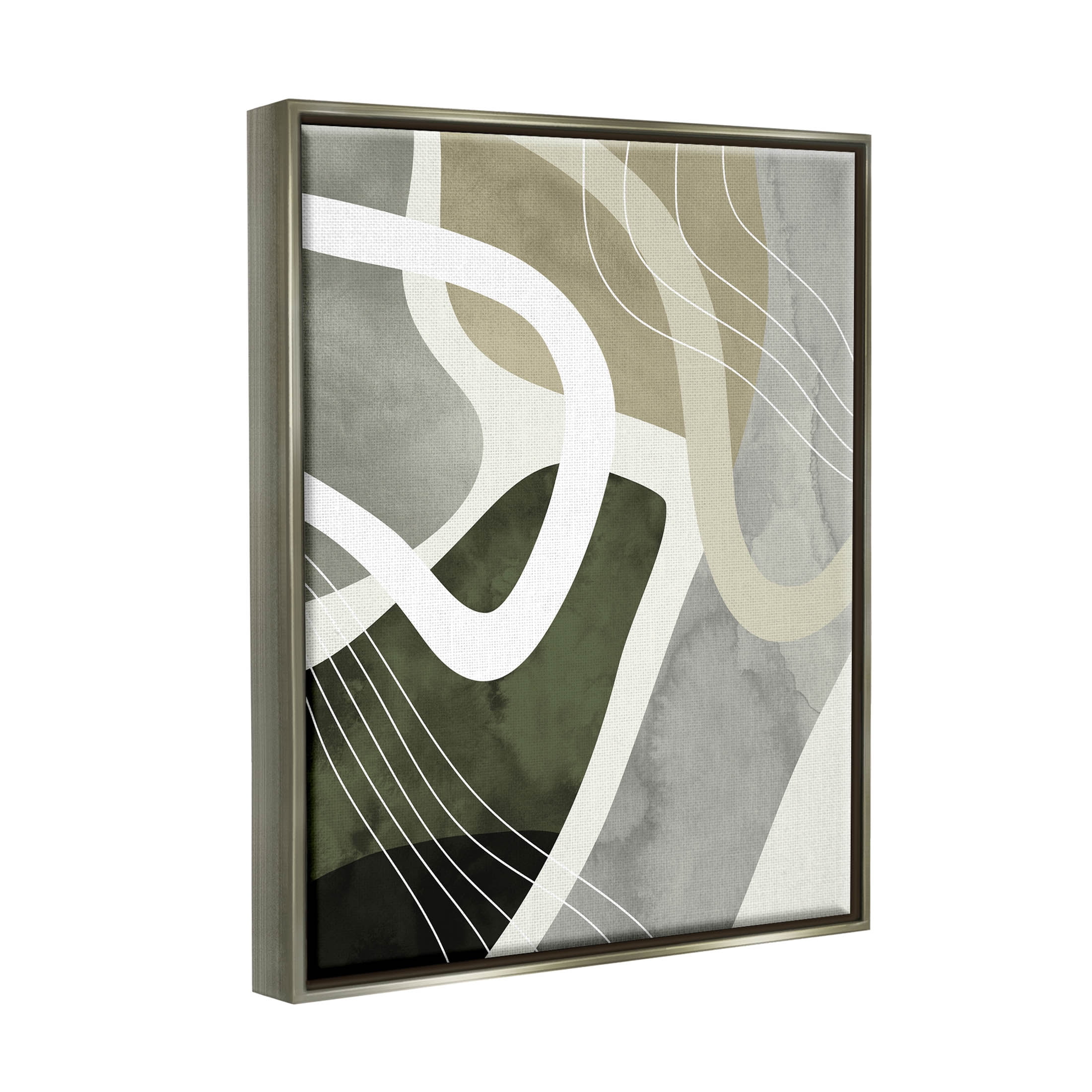 Contemporary Flowing Lines Abstract Graphic Art Luster Gray Framed Art Print Wall Art