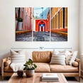 thumbnail image 2 of Elephant Stock Cobblestone Street In Old San Juan Wall Art - Horizontal Multi Panel Canvas - Living Room Wall Decor - Flags Multi Panel - Red And Pink Decor By George Oze - 65" x 42", 2 of 4