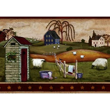 York Wallcoverings Mural Portfolio II Country Bath 15' x 6'' Scenic Border Wallpaper