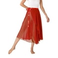 thumbnail image 5 of ZALDITA Women's Sheer Ballet Dance Wrap Skirts Lace-Up Lyrical Ballroom Dancing Long Skirt Red One Size, 5 of 7