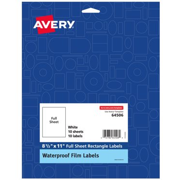 Avery White Removable Multipurpose Labels, 8.5