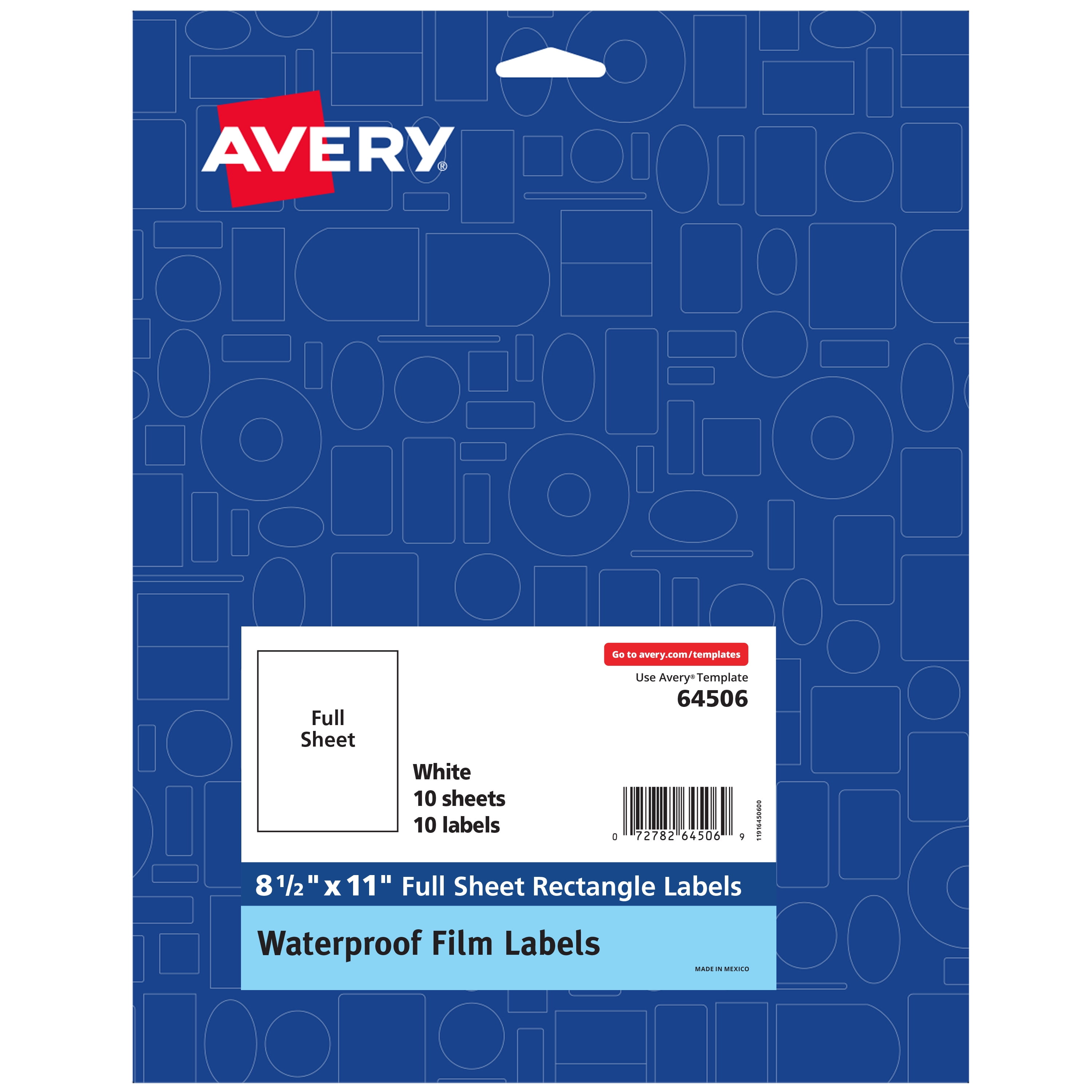 Avery Printable Waterproof Labels 10ct 8 5 X 11 Full Sheet White 