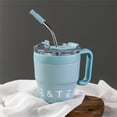 thumbnail image 2 of Stainless Steel Insulated Travel Mug, Double Wall Car Cup with Handle & Straw - Star Print Thermal Drinkware for Hot/Cold Beverages, Commuter Essentials Blue, 2 of 9