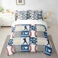 thumbnail image 2 of Feelyou Baseball Lover Boys Bedding Comforter Set 7 Pieces, Stripes Abstract Plaid Full Bedding Set, Sports Theme Reversible Fitted Sheet Flat Sheet, Breathable Home Decor, 2 of 7