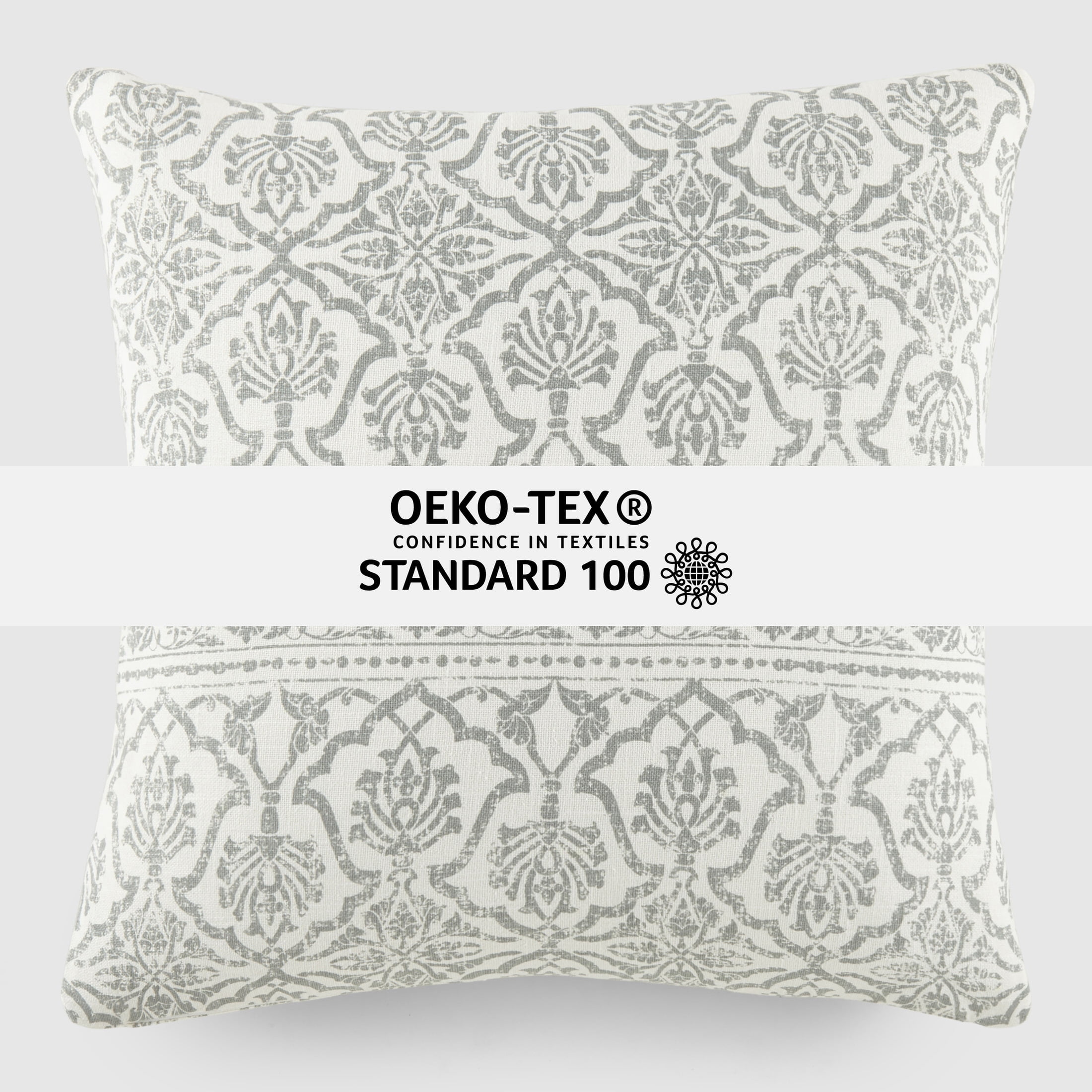 2-Pack Decor Throw Pillows in Cotton Slub Antique Floral and Acrylic Knit by Comfort Canopy