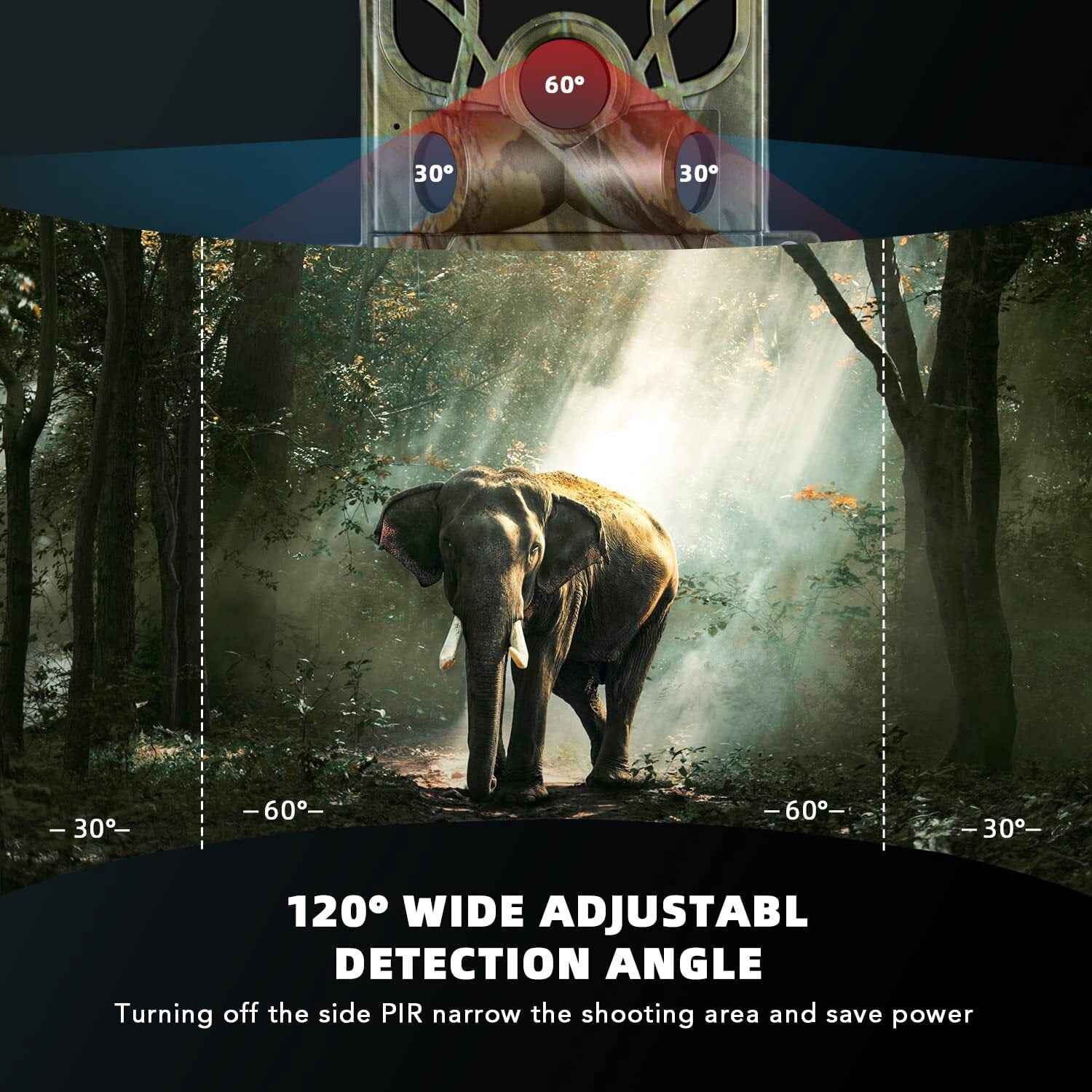 Usogood 4K 48MP WiFi Trail Camera with Phone App, Game Camera with Night Vision Motion Activated IP66 Waterproof, 120°PIR Range for Deer & Wildlife