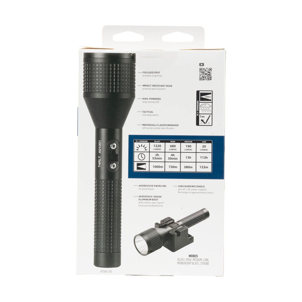 Nite Ize INOVA T4R Long Throw Rechargeable Tactical Flashlight - 1,000-Meter Range - Tactical Flashlight with Aluminum Body & Rechargeable Lithium Ion Battery - Shockproof & Weatherproof Flashlight