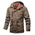 thumbnail image 2 of Chaqueta de hombre para otoño y primavera, con capucha desmontable, resistente al viento, con cremallera para exteriores, con múltiples bolsillos, chaqueta deportiva para hombre, chaquetas tipo cargo, 2 of 4